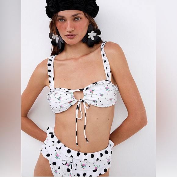 NWT For Love and Lemons Bandeau Top and High Waist Bikini Bottom XS - Picture 3 of 6